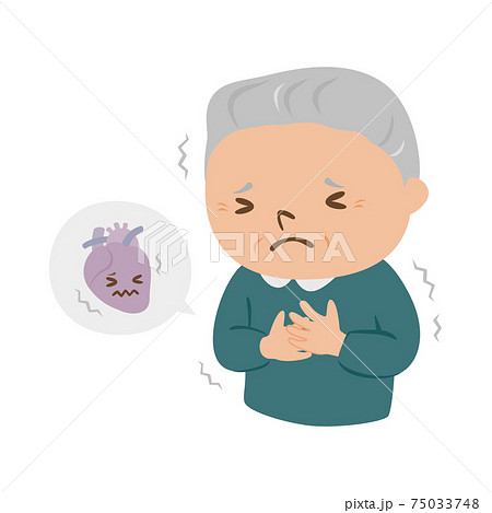 病気の高齢者のイラスト 心臓が痛い男性のお年寄り のイラスト素材