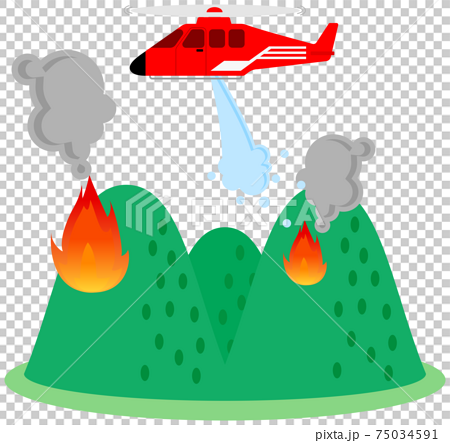 山火事 空中消火のイラストのイラスト素材