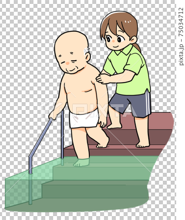 入浴介助をする介護士のイラスト 入浴介助をする介護士のイラスト 75034712