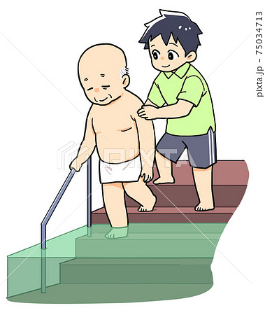入浴介助をする介護士のイラストのイラスト素材