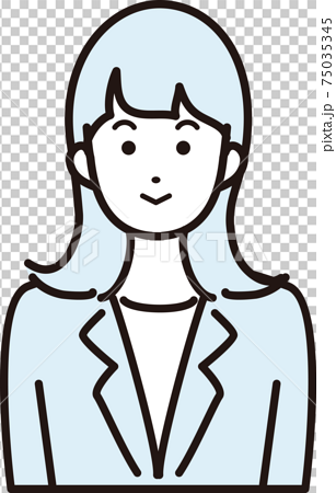 女性 ビジネス 会社員 笑顔 スーツ 上半身 イラストのイラスト素材