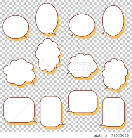 A set of 12 speech bubbles with orange shadows A set of 12 speech bubbles with orange shadows 75035636