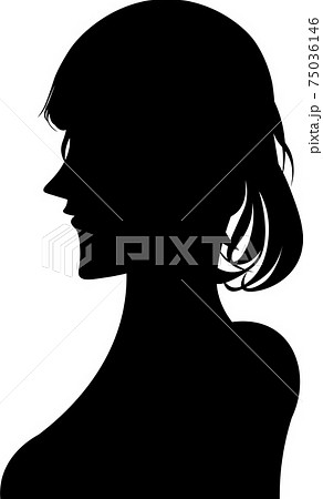 女性 横顔 シルエットのイラスト素材