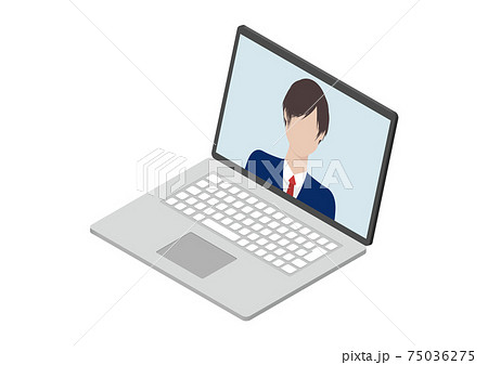 オンライン就活・面談・商談・会議のイラスト素材 75036275