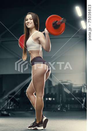 fitness woman pumping up butt booty legs muscles. fitness woman pumping up butt booty legs muscles. 75036813
