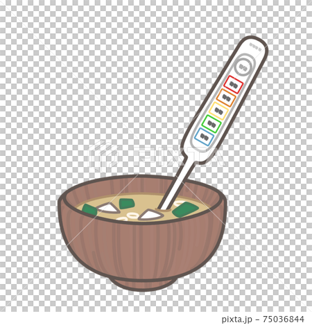 味噌汁と塩分濃度測定機のイラスト素材