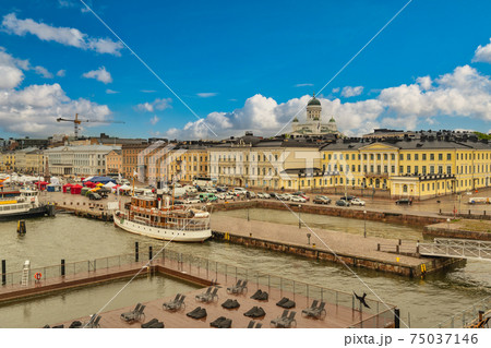 Helsinki Finland, city skyline at Helsinki old town pier and Market Square Helsinki Finland, city skyline at Helsinki old town pier and Market Square 75037146