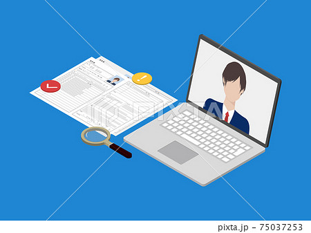 web就活・web面接・web選考のイラスト素材 75037253