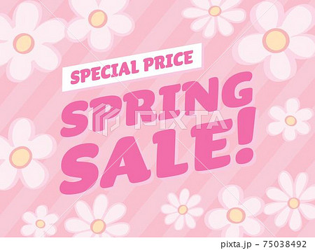 スプリングセールのピンクの花柄の背景イラスト スプリングセールのピンクの花柄の背景イラスト 75038492