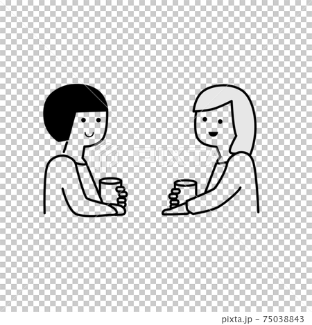 お茶をしながら会話するイラスト素材のイラスト素材