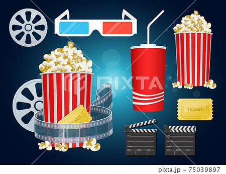 Movie time set vector design illustration isolated on background 75039897