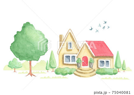 赤い屋根の別荘(水彩画 木製フレーム付き) 02237006000.jpg