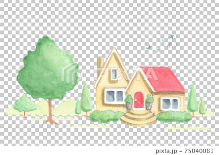 赤い屋根の別荘(水彩画 木製フレーム付き) 商品詳細 - Stock Finder - プレミアム・アウトレット - PREMIUM