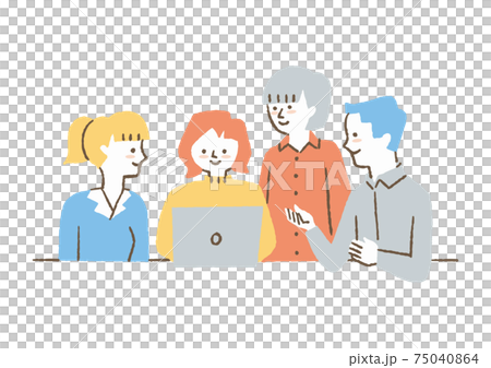 4 men and women discussing at work_color 75040864