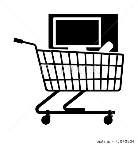 Shopping Cart With PC Icon 75040904