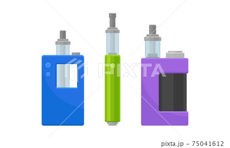 Electronic Cigarette as Electronic Device for Simulating Tobacco Smoking Vector Set Electronic Cigarette as Electronic Device for Simulating Tobacco Smoking Vector Set 75041612