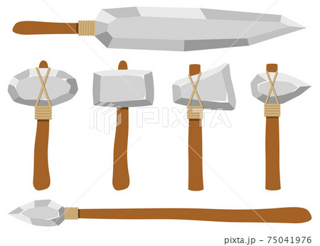 Ancient stone weapons vector design illustration isolated on white background 75041976