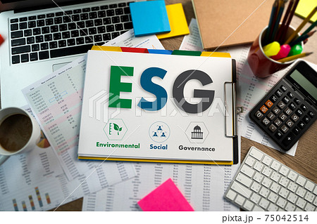ESG environmental social and governance Sustainable to Businessman strategy ESG 75042514