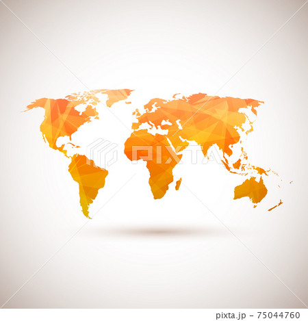 Low poly orange vector world map. Low poly orange vector world map. 75044760