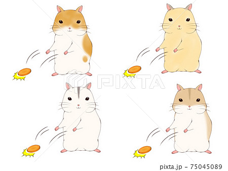 嫌いな食べ物を投げ捨てるハムスターたちのイラスト素材