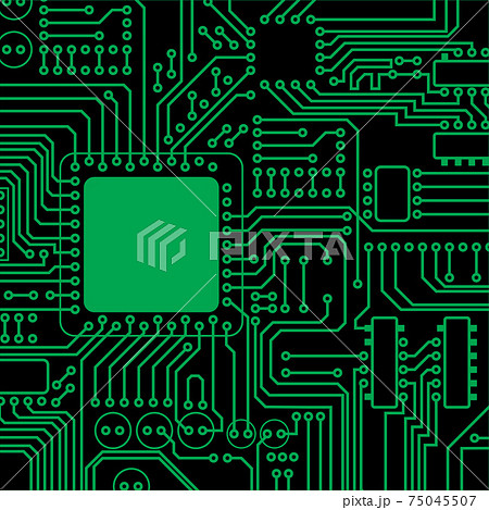 Electric circuit green background 75045507