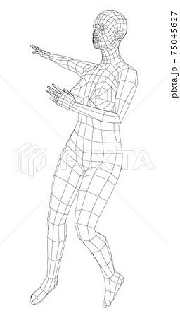 Wireframe ballerina in dance pose. Vector 75045627