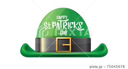 vector saint patricks day horizontal banner with greeting text and green funky patricks hat on white background. saint patricks day poster, flyer or web banner design template 75045678