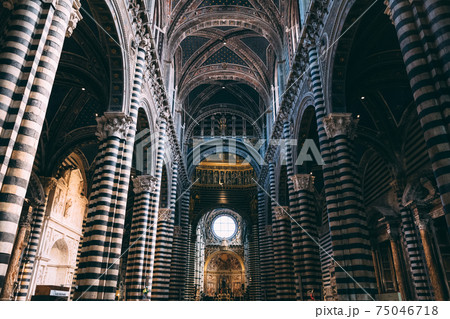 Panoramic view of interior of Siena Cathedral (Duomo di Siena) Panoramic view of interior of Siena Cathedral (Duomo di Siena) 75046718