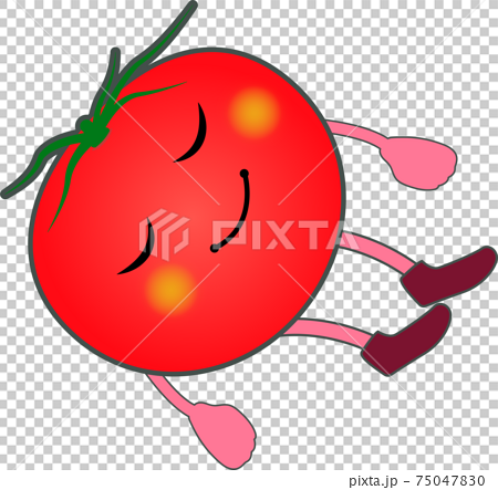 寝るかわいいトマトのキャラクターのイラスト素材