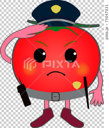 ガードマンのかわいいトマトのキャラクターのイラスト素材