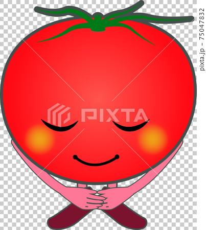 お辞儀をするかわいいトマトのキャラクターのイラスト素材