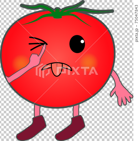 あっかんべーするかわいいトマトのキャラクター 75047843