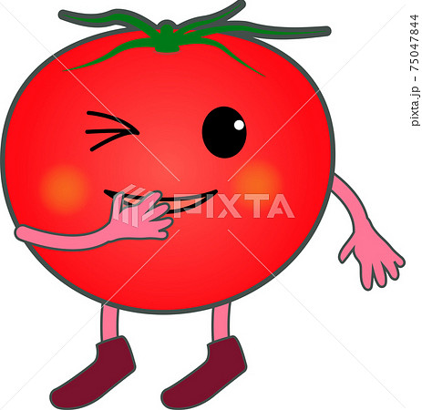 笑うかわいいトマトのキャラクターのイラスト素材