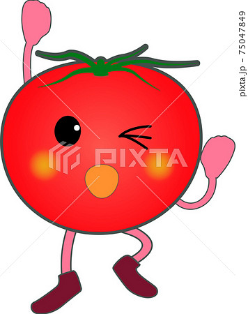 気合を入れるかわいいトマトのキャラクターのイラスト素材