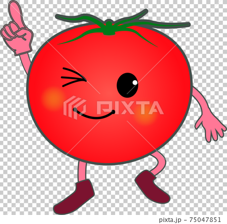 指差しをするかわいいトマトのキャラクターのイラスト素材