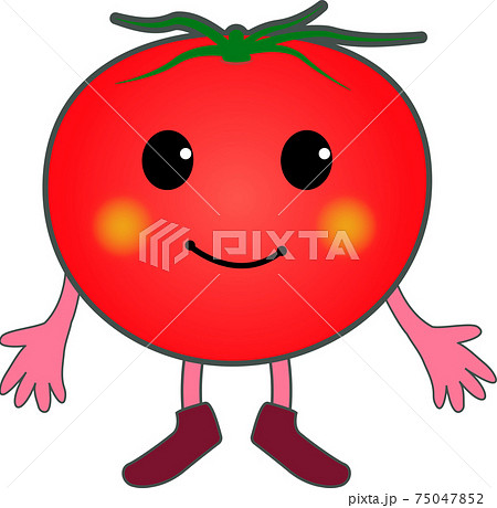 両手を広げるかわいいトマトのキャラクターのイラスト素材