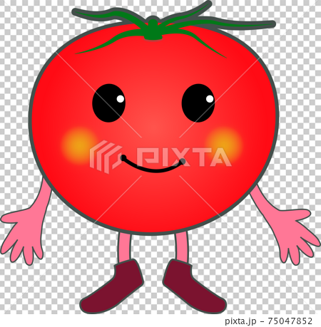 両手を広げるかわいいトマトのキャラクターのイラスト素材
