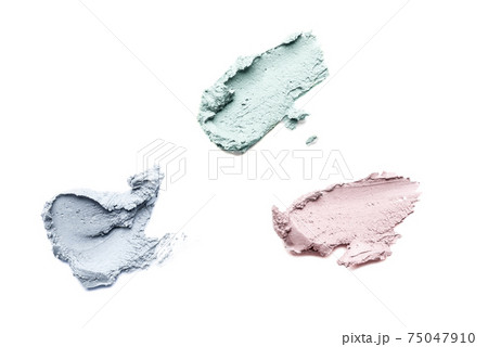 Smears of cosmetic clay on a white background. 75047910