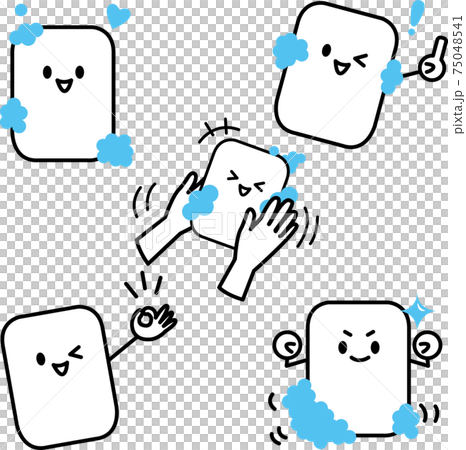 石鹸のキャラクターイラストポーズ色々セット 石鹸のキャラクターイラストポーズ色々セット 75048541