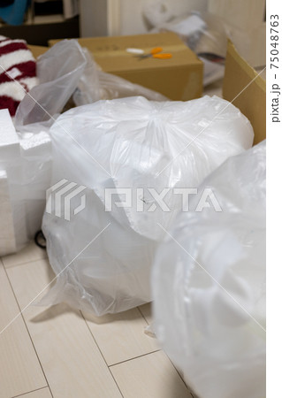 引っ越し準備中の散らかった部屋 引っ越し準備中の散らかった部屋 75048763