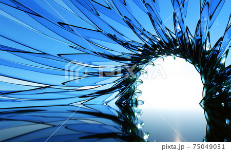 Abstract Blue Background Glass portal with floor 75049031