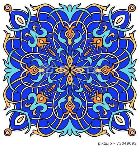 Mandala colored majolica, great design for any purposes. Seamless pattern. Card background. Floral wallpaper illustration. Spanish ethnic background. Design element. Tile floor. Mandala colored majolica, great design for any purposes. Seamless pattern. Card background. Floral wallpaper illustration. Spanish ethnic background. Design element. Tile floor. 75049095
