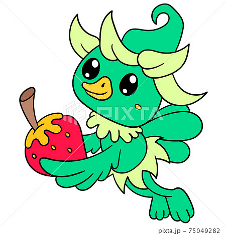 cute dwarf nurse plant light brings strawberry fruit, doodle icon image kawaii cute dwarf nurse plant light brings strawberry fruit, doodle icon image kawaii 75049282