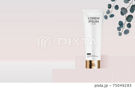 3D Realistic Cream Tube Design Template of Fashion Cosmetics Product for Ads, banner or Magazine Background. Vector Iillustration 3D Realistic Cream Tube Design Template of Fashion Cosmetics Product for Ads, banner or Magazine Background. Vector Iillustration 75049283