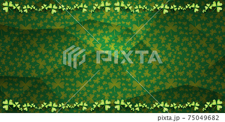 vector green summer or spring seamless background with green clover pattern, can be used for summer horizontal banner, saint patrick day greeting cards and easter backdrop 75049682
