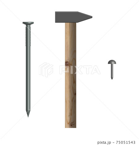 Hammer and nails front view, vector illustration. 75051543