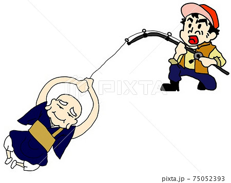 坊主を釣り上げるのイラスト素材