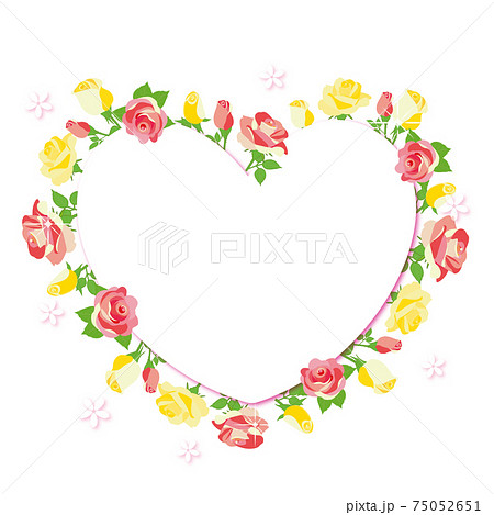 薔薇の花 ハート型のフレーム のイラスト素材