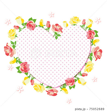 薔薇の花 ハート型のフレームのイラスト素材