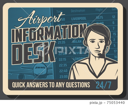 Airport flights information desk retro banner Airport flights information desk retro banner 75053440